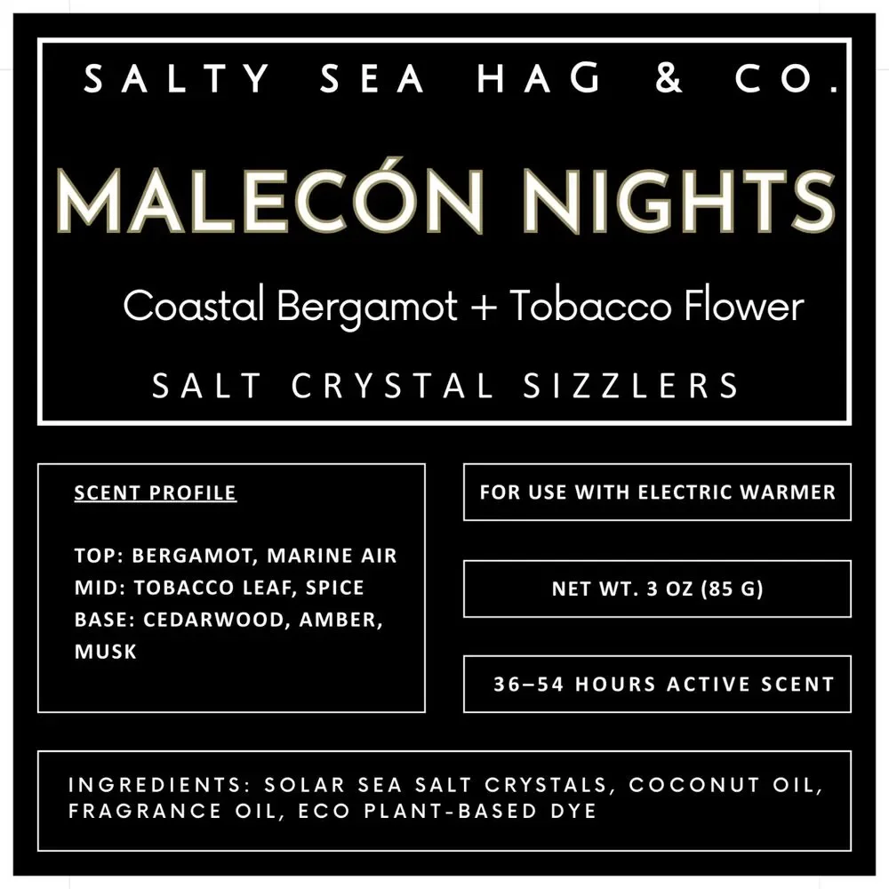 Malécon Nights Salt Crystal Sizzlers | Coastal Bergamot + Tobacco Flower Scent